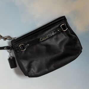 Y2K Coach Black Leather Wristlet